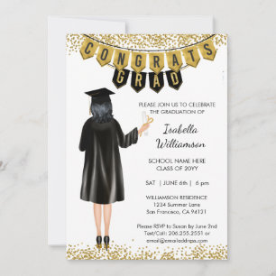 Invitation de fin d'études unique Cheveux noirs