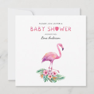 Invitation de Flamant rose d'aquarelle simple