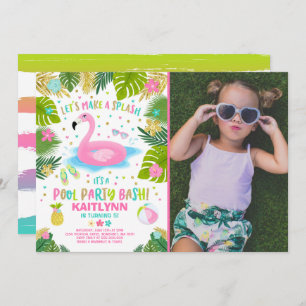 Invitation de Flamant rose Pool Party Flamant rose