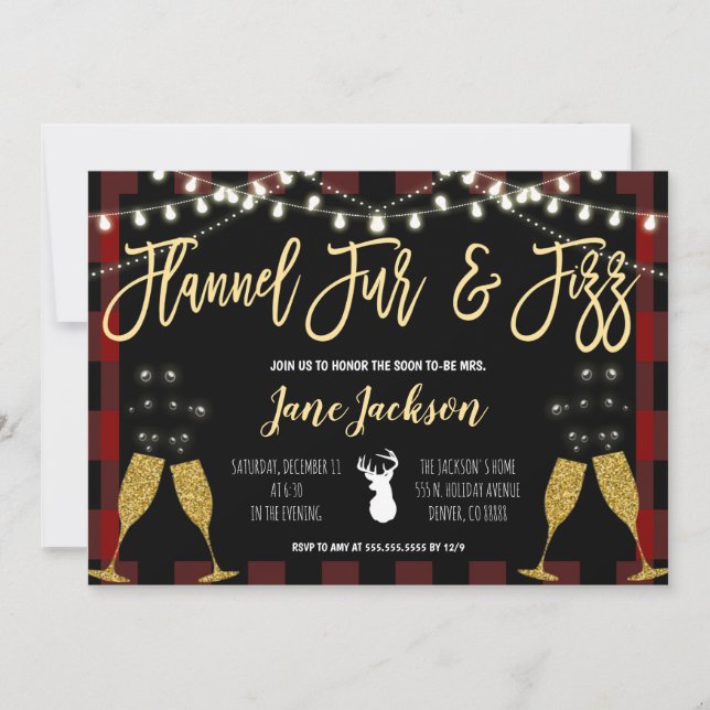 Invitation de Flannel Fur et Fizz Party (Devant)
