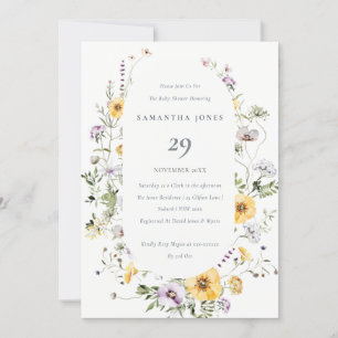 Invitation de Fleur sauvage de cadre Lilac jaune