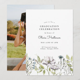 Invitation de Fleur sauvage Photo Graduation 2022
