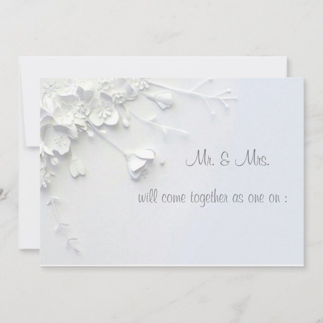 Invitation de fleur simple 3D blanche (Devant)