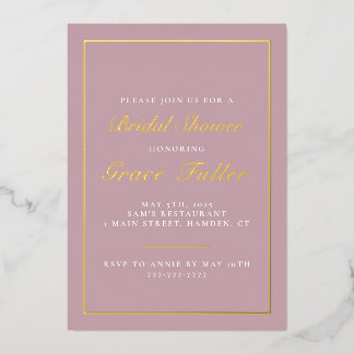 Invitation de foil simple et élégante avec typogra