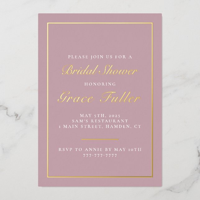 Invitation de foil simple et élégante avec typogra (Recto)