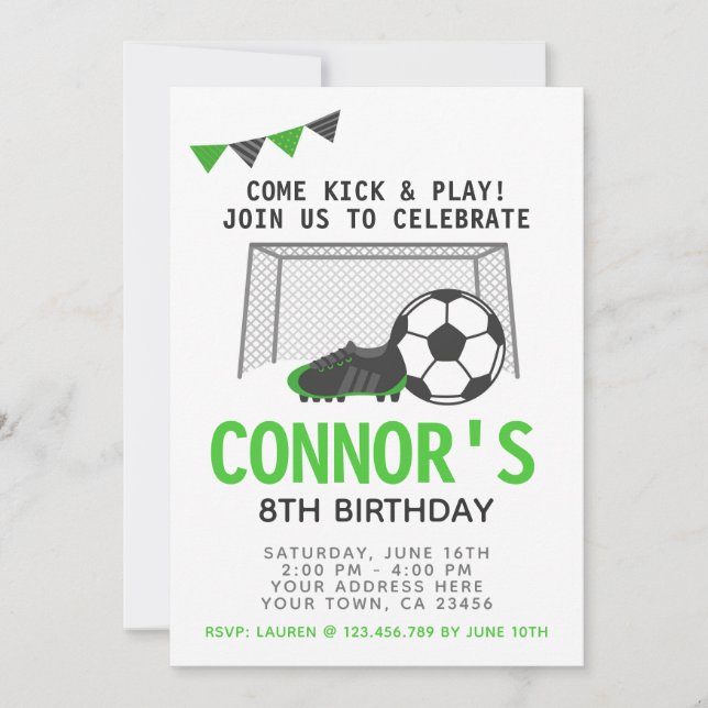 Invitation de football, fête d'anniversaire sporti (Devant)