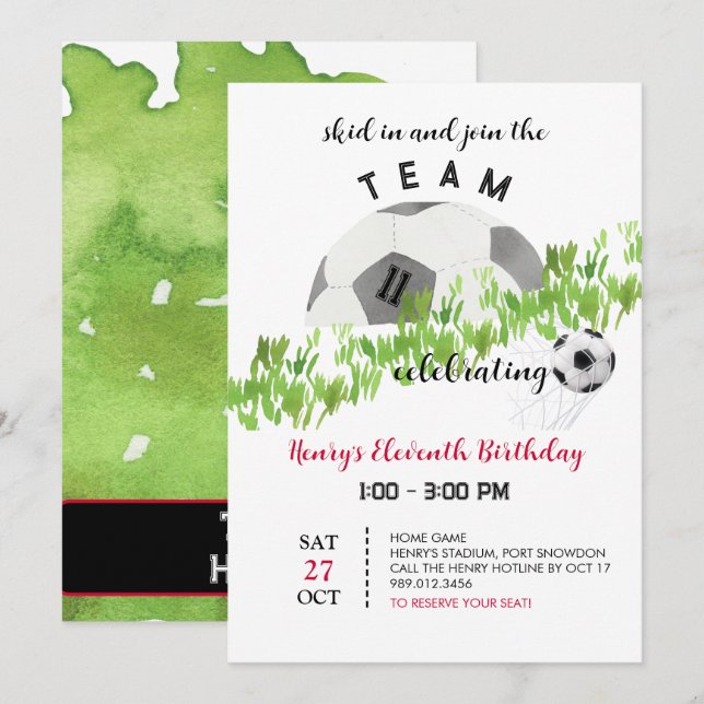 Invitation de football pour l'anniversaire du garç (Devant / Derrière)