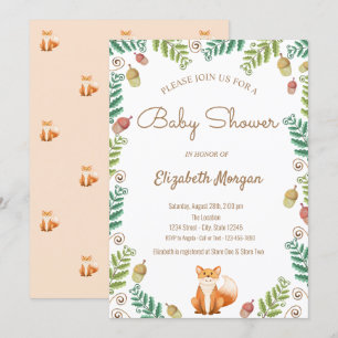 Invitation de Fox, Woodland Baby shower