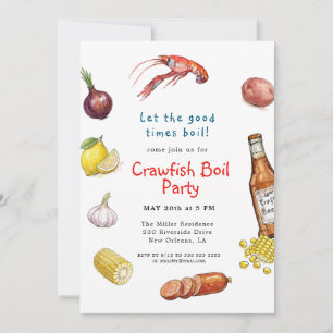 Invitation de friture de crevettes d'été aux fruit