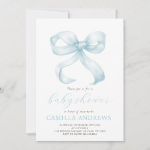 Invitation de Garçon Baby shower Bleu Bow