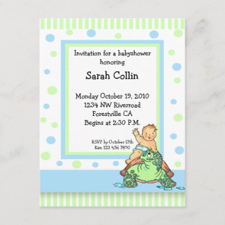 Invitation de garçon bleu de baby shower de tortue
