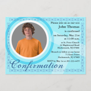 Invitation de garçon de confirmation Bleu