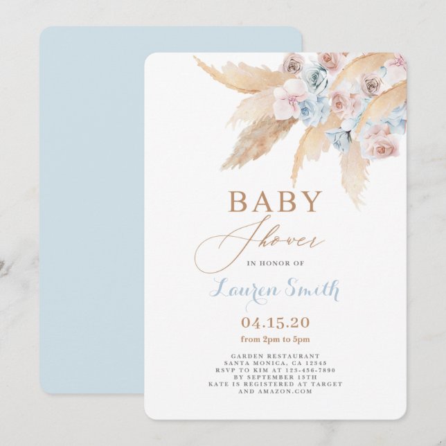 Invitation de garçon du Baby shower du désert (Devant / Derrière)