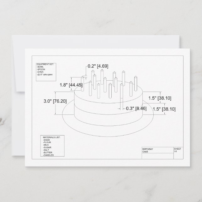 Invitation de gâteau d'anniversaire de l'ingénieur (Devant)