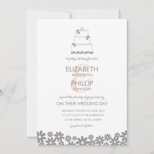 Invitation de gâteau Mariage rose