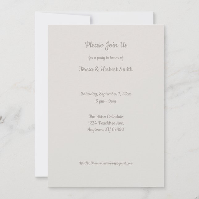 Invitation de gâteau personnalisé pour la fête du  (Dos)