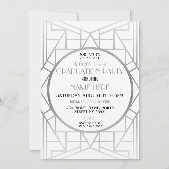 invitation de Gatsby 20s de fête de remise des (Devant)