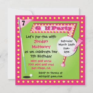 Invitation de Girly Retro Miniature Golf Party
