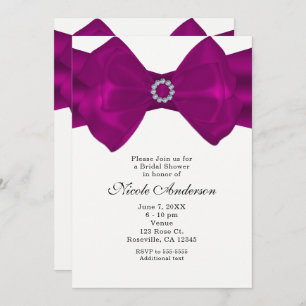 Invitation de glam Fuchsia Pink Bow Ribbon & Diamo