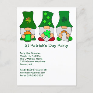 Invitation de Gnomies du Parti Jour de la Saint Pa
