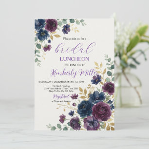 Invitation de goûter de mariage floral pourpre