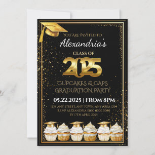 Invitation de graduation 2025 Cupcakes & Casquette