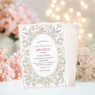Invitation de graduation aux élégantes fleurs sauv