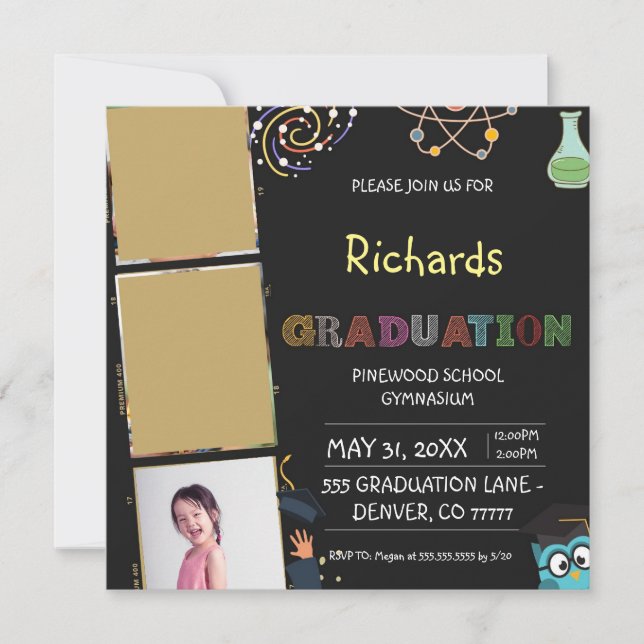 Invitation de graduation avant k noir (Devant)