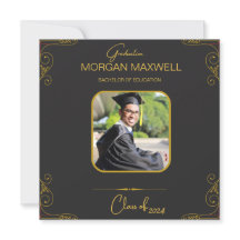 Invitation de graduation Black Gold Elegant