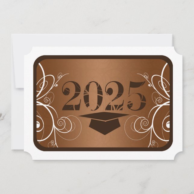 Invitation de graduation Brown et blanche (Devant)