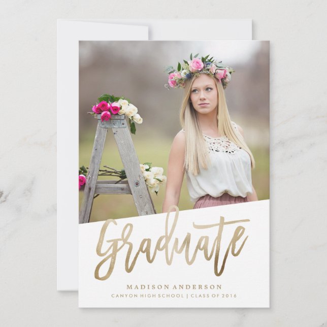 Invitation de graduation Carefree Faux Foil (Devant)