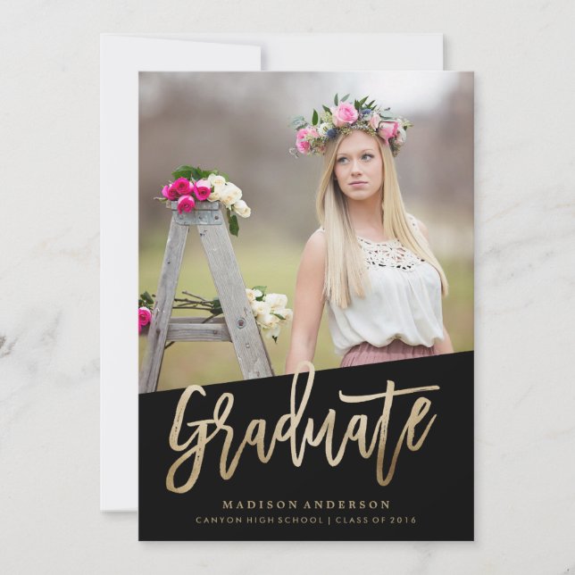 Invitation de graduation Carefree Faux Foil (Devant)