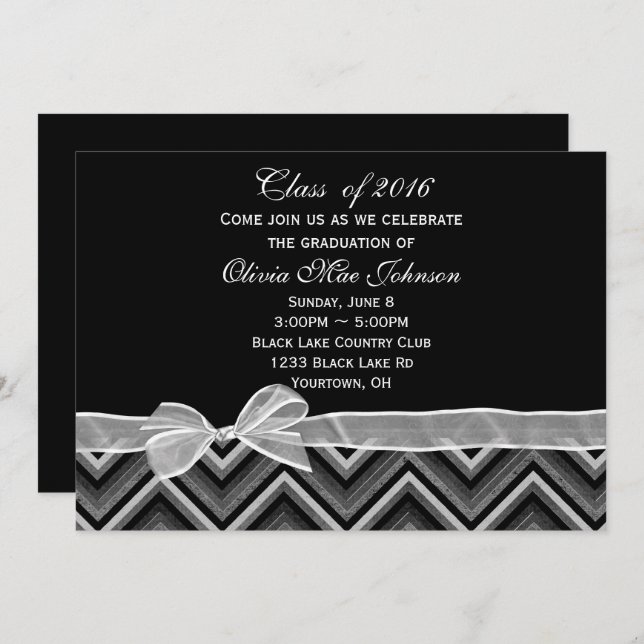 Invitation de graduation Chevron et Bow (Devant / Derrière)