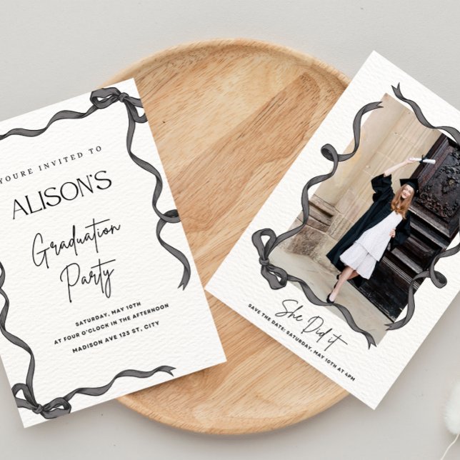 Invitation de graduation Crochet Black Bow (Créateur téléchargé)