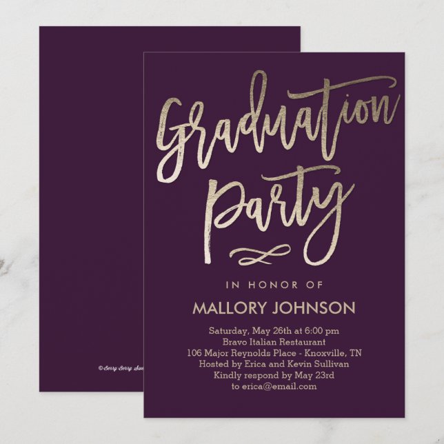 Invitation de graduation de couleur modifié Glimme (Devant / Derrière)