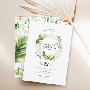 Invitation de graduation de la couronne de fleurs 