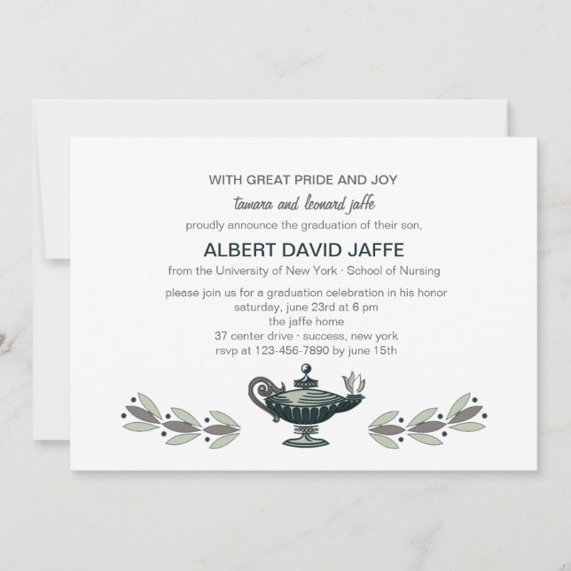 Invitation de graduation de la lampe à huile de Fl (Devant)