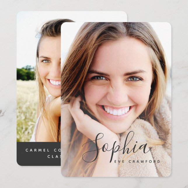 Invitation de graduation de la photo de texte de s (Devant / Derrière)