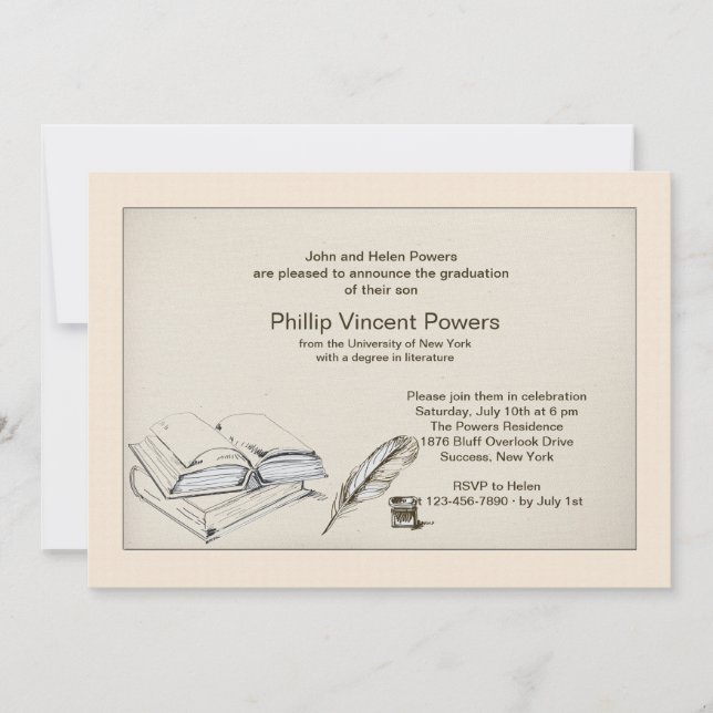 Invitation de graduation de littérature (Devant)