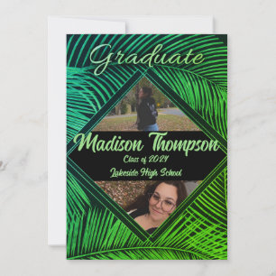 Invitation de graduation de palme tropicale noire