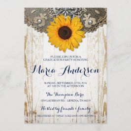 Invitation de graduation de tournesol jaune rustiq