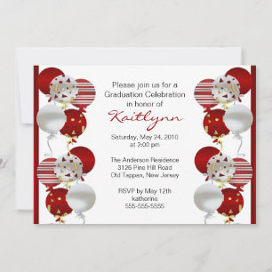 Invitation de graduation du ballon rouge de Festiv