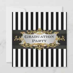 Invitation de graduation en bande blanche noire