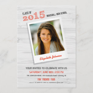 Invitation de graduation en bois rustique moderne 