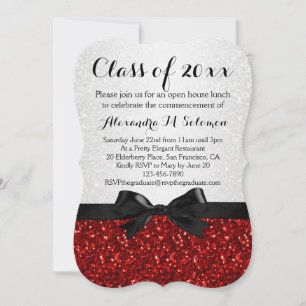 Invitation de graduation en forme de cou rouge/bla