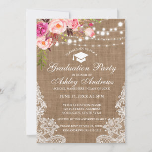 Invitation de graduation en rose de la dentelle