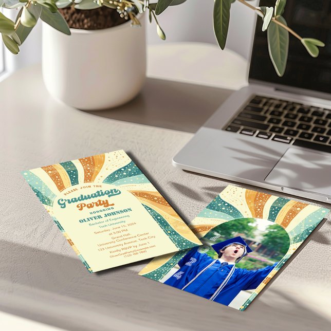 Invitation de graduation en terre cuite Super Retr (Créateur téléchargé)