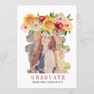 Invitation de graduation florale rustique de tourn