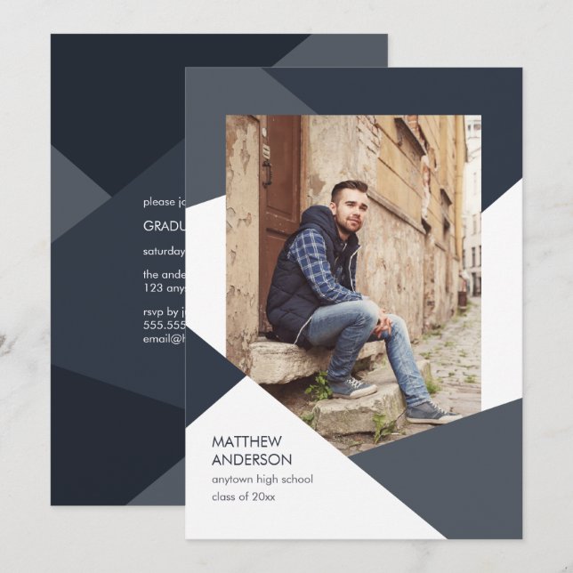 Invitation de graduation géométrique moderne (Devant / Derrière)