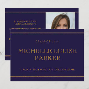 Invitation de graduation Gold Blue intemporelle